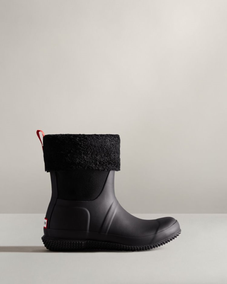 Botas de Invierno Hunter Insulated Roll Top Sherpa Mujer Negras Uruguay | I1O-9198