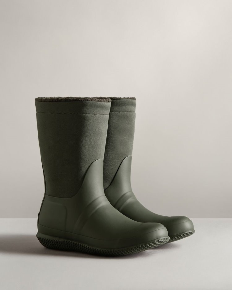 Botas de Invierno Hunter Insulated Roll Top Sherpa Mujer Verde Oliva Oscuro Uruguay | B0X-1419