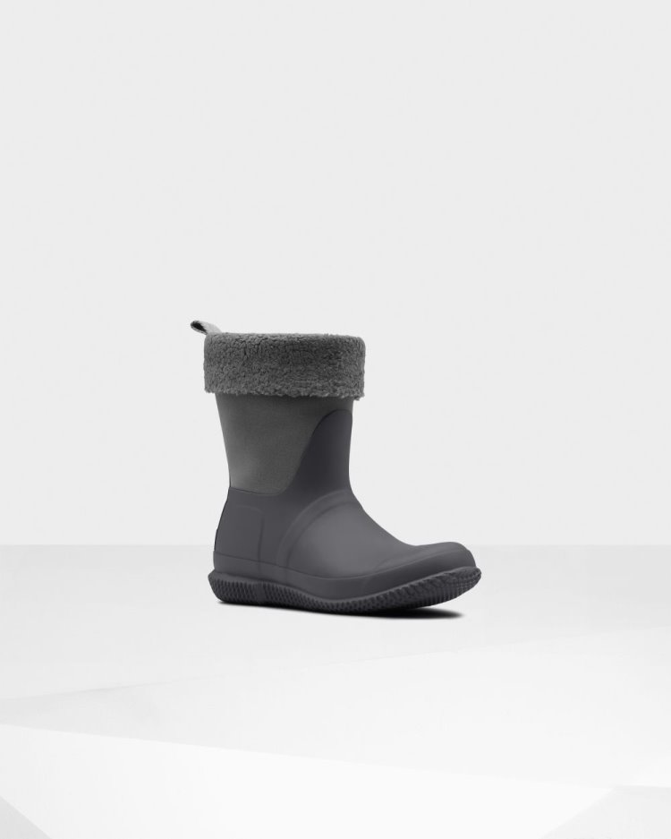 Botas de Invierno Hunter Insulated Roll Top Sherpa Mujer Negras Gris Uruguay | R9U-2960