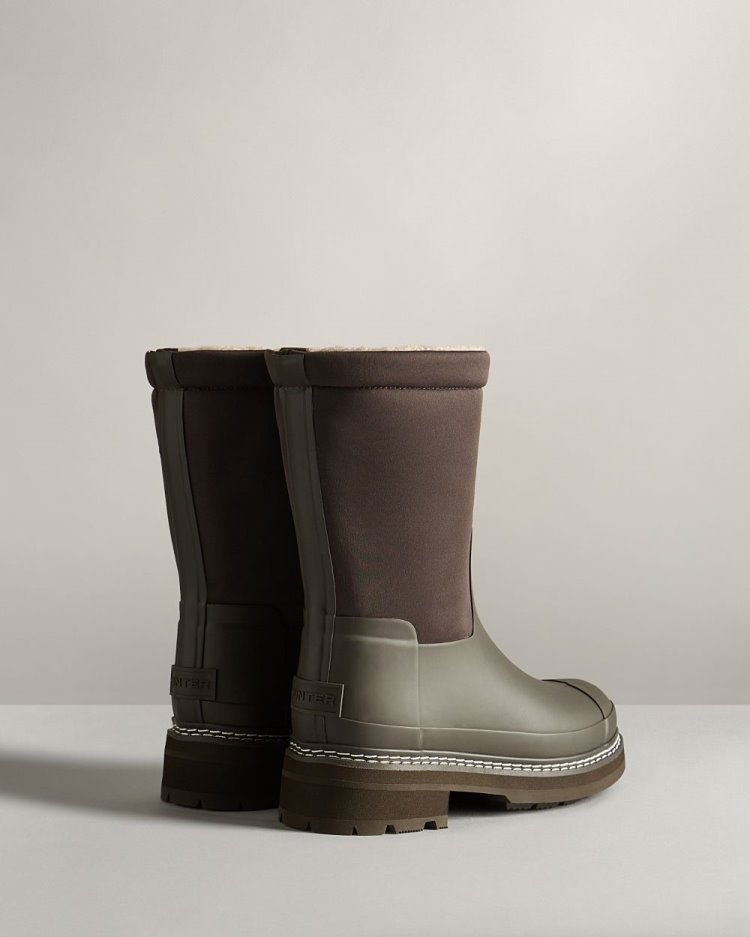 Botas de Invierno Hunter Refined Stitch Roll Top Sherpa Mujer Verde Oliva Uruguay | L3U-8902