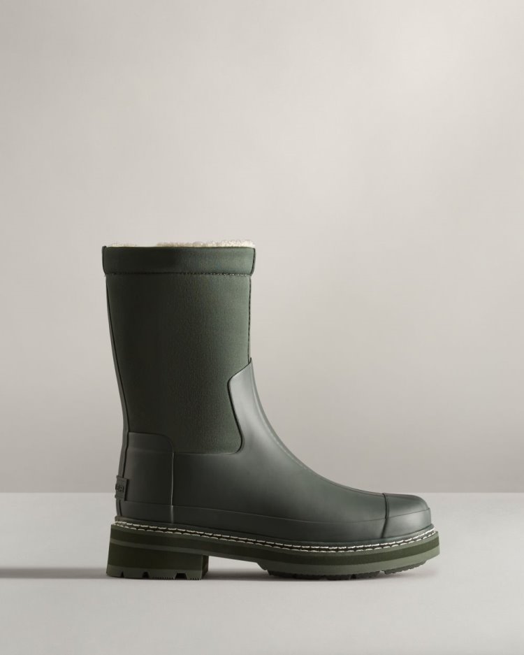 Botas de Invierno Hunter Refined Stitch Roll Top Sherpa Mujer Verde Uruguay | Y6V-5655