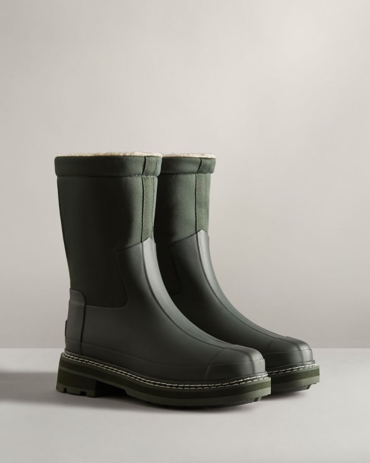 Botas de Invierno Hunter Refined Stitch Roll Top Sherpa Mujer Verde Uruguay | Y6V-5655