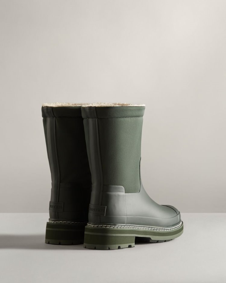 Botas de Invierno Hunter Refined Stitch Roll Top Sherpa Mujer Verde Uruguay | Y6V-5655