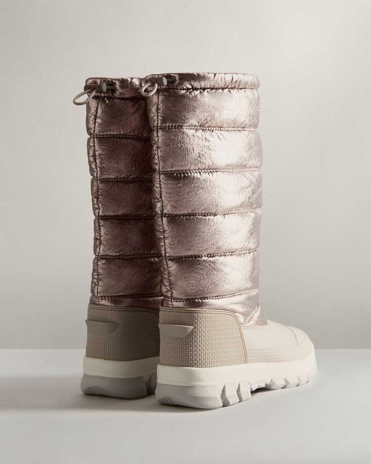 Botas de Nieve Hunter Insulated Metallic Tall Snow Mujer Plateadas Oscuro Gris Uruguay | N1M-7774