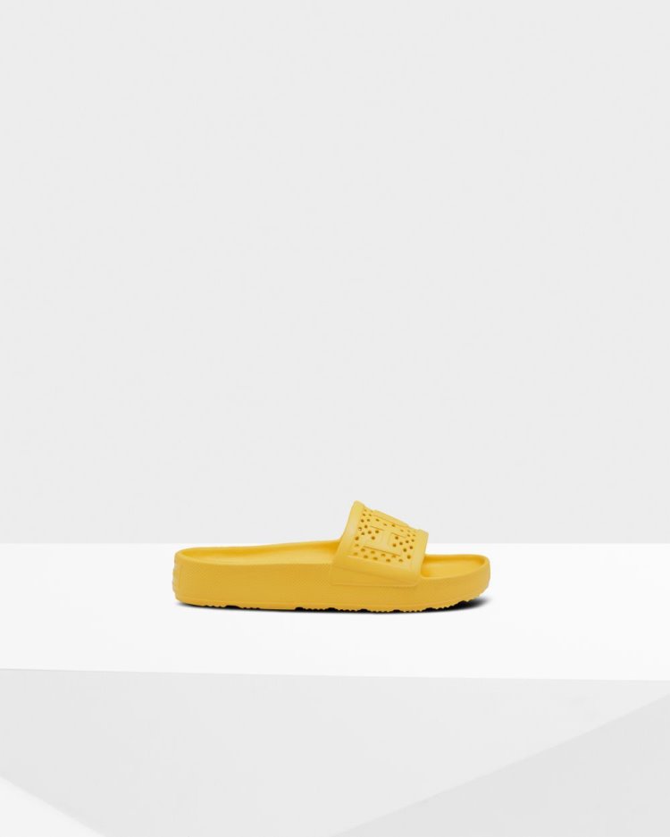 Chanclas Hunter Lightweight Moulded Sliders Mujer Amarillo Uruguay | A4U-5552