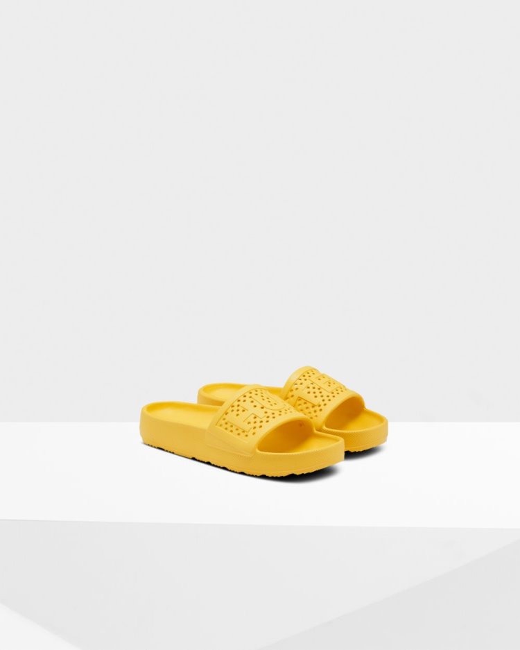 Chanclas Hunter Lightweight Moulded Sliders Mujer Amarillo Uruguay | A4U-5552