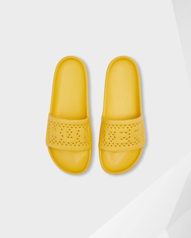 Chanclas Hunter Lightweight Moulded Sliders Mujer Amarillo Uruguay | A4U-5552